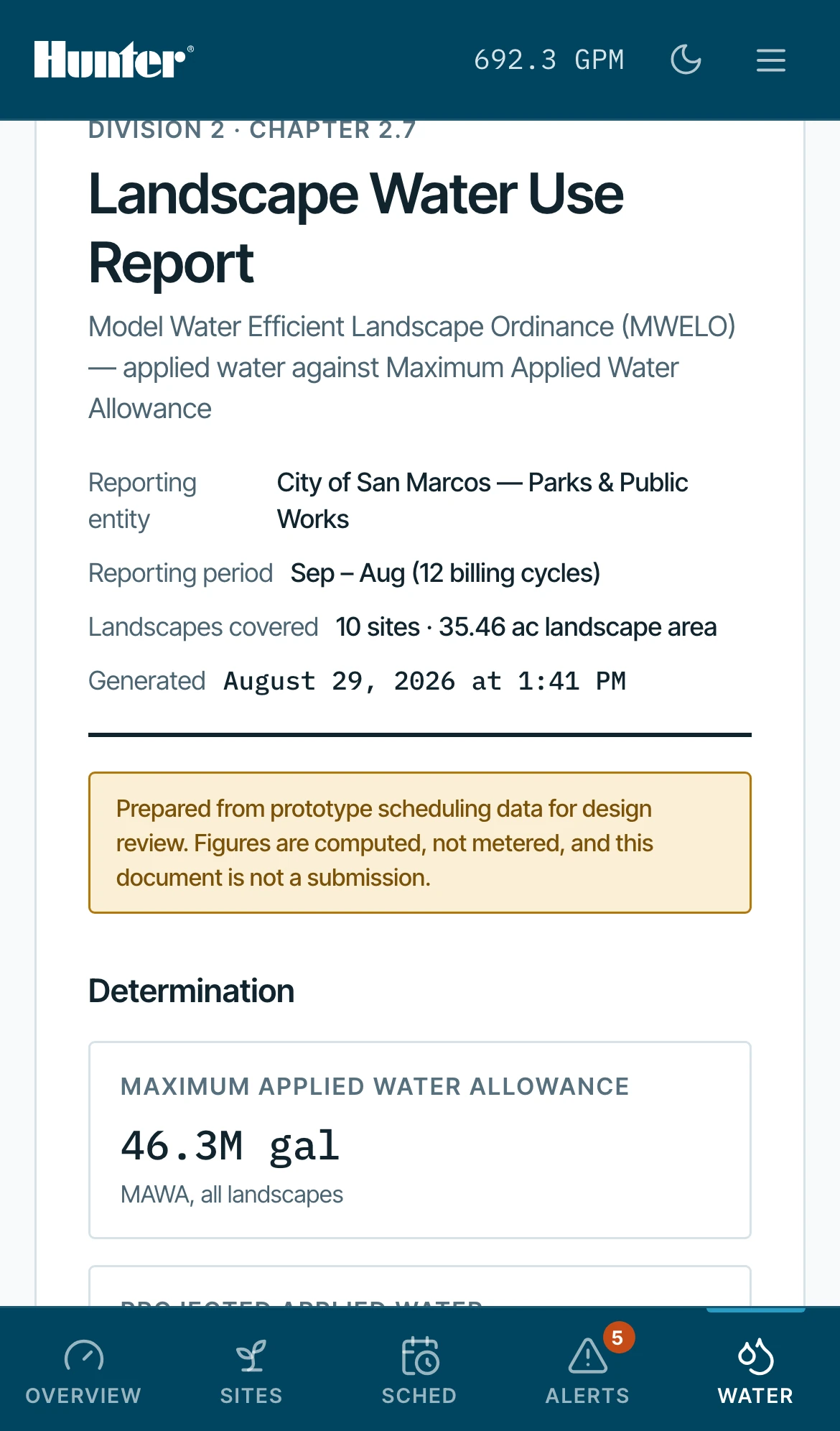 Phone — the compliance report, with its provenance banner on the document's face