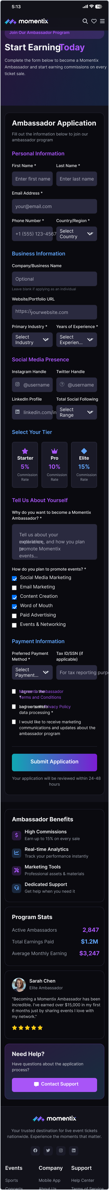 Ambassador Sign up