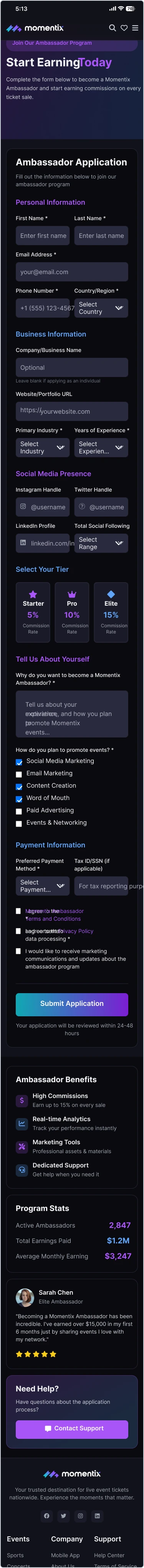 Ambassador Sign up