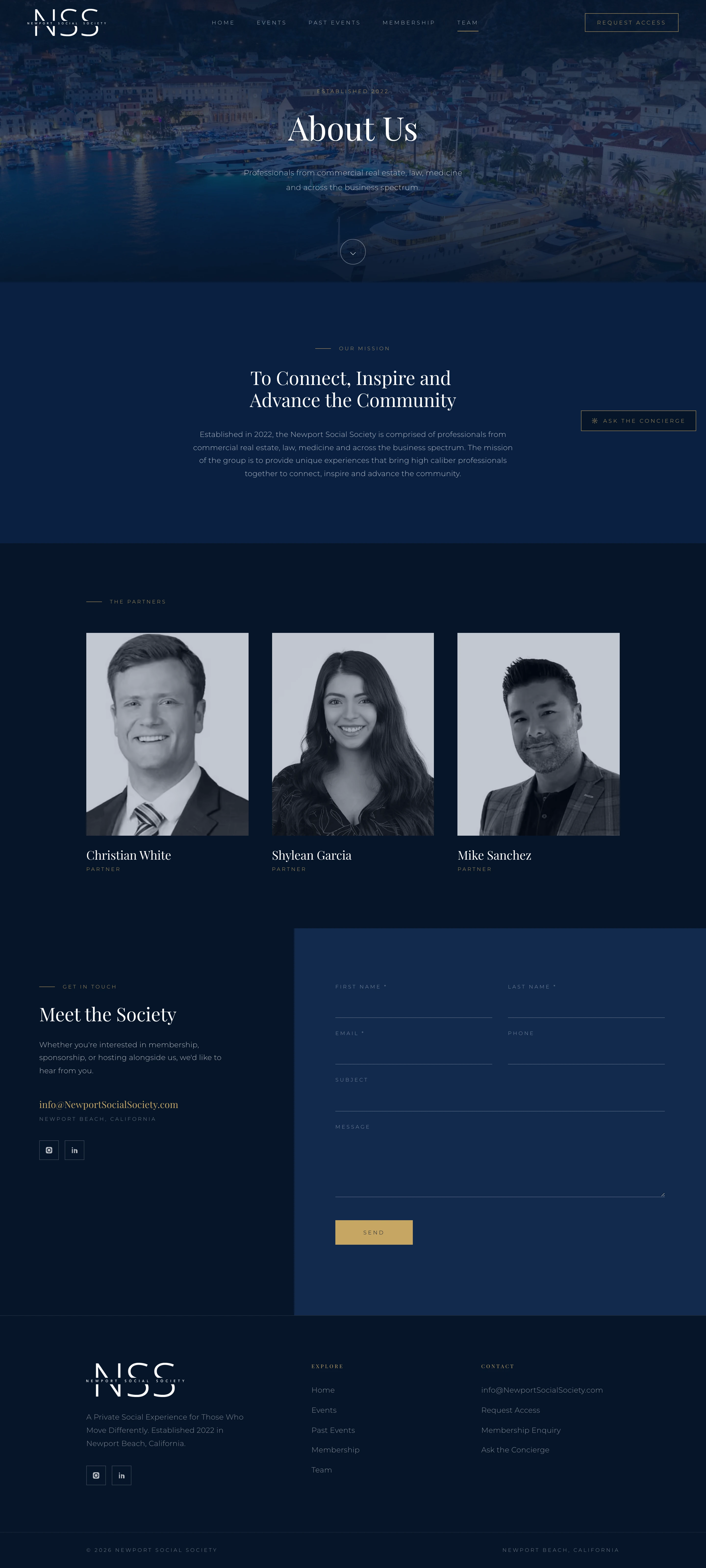 Team — the three partners and the mission that predates them