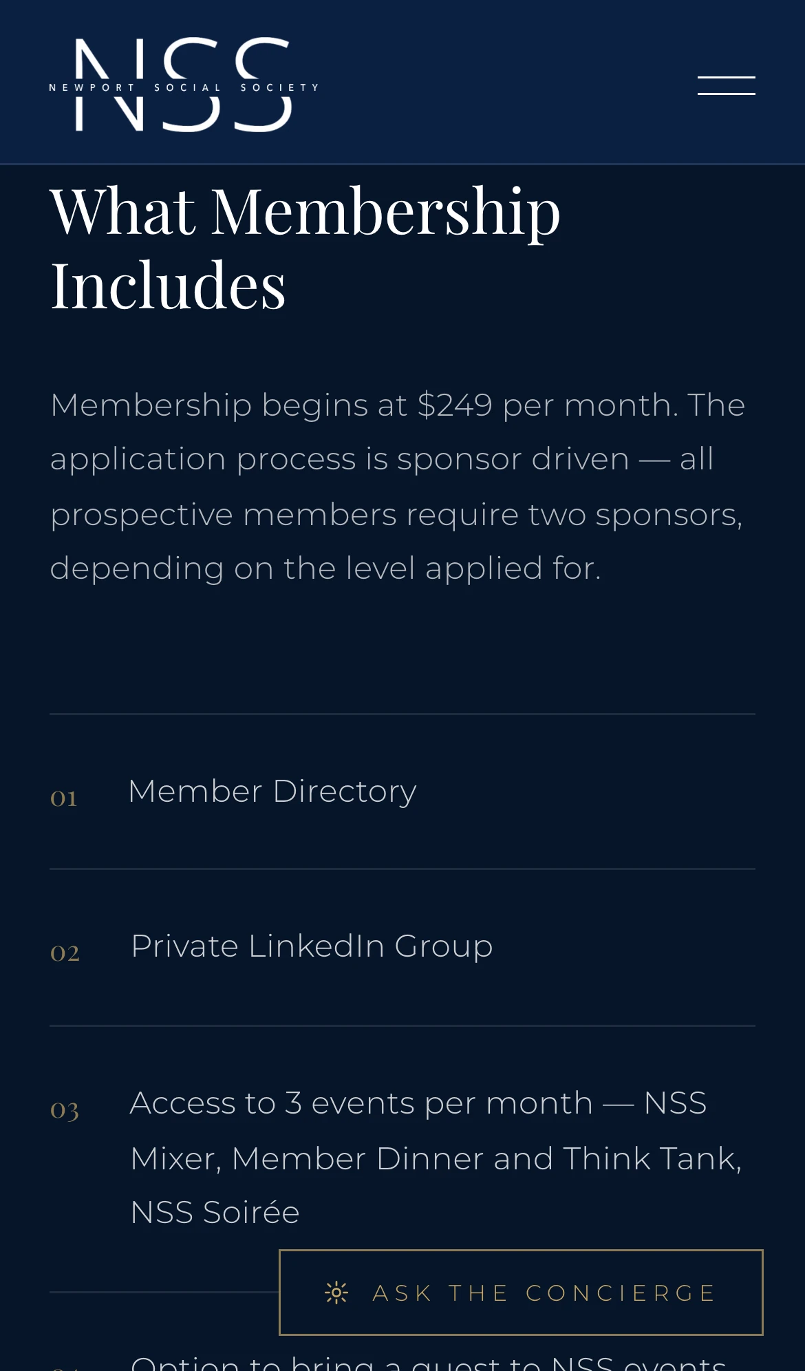 390px — the seven benefits, numbered so the list reads as finite