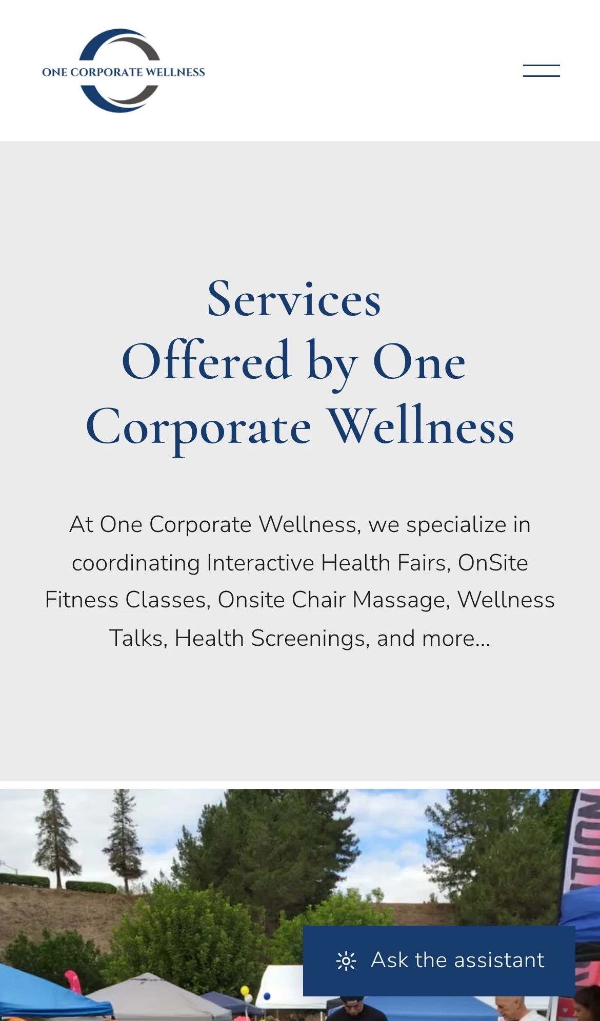 390px — services, opening on what the company actually runs
