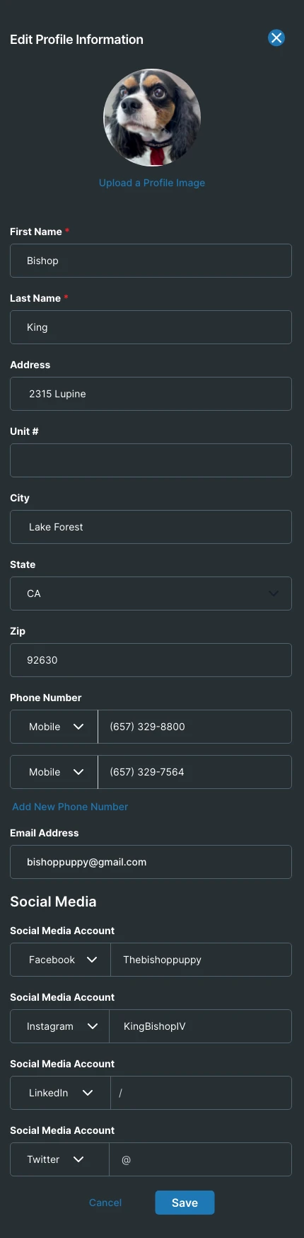 Edit profile