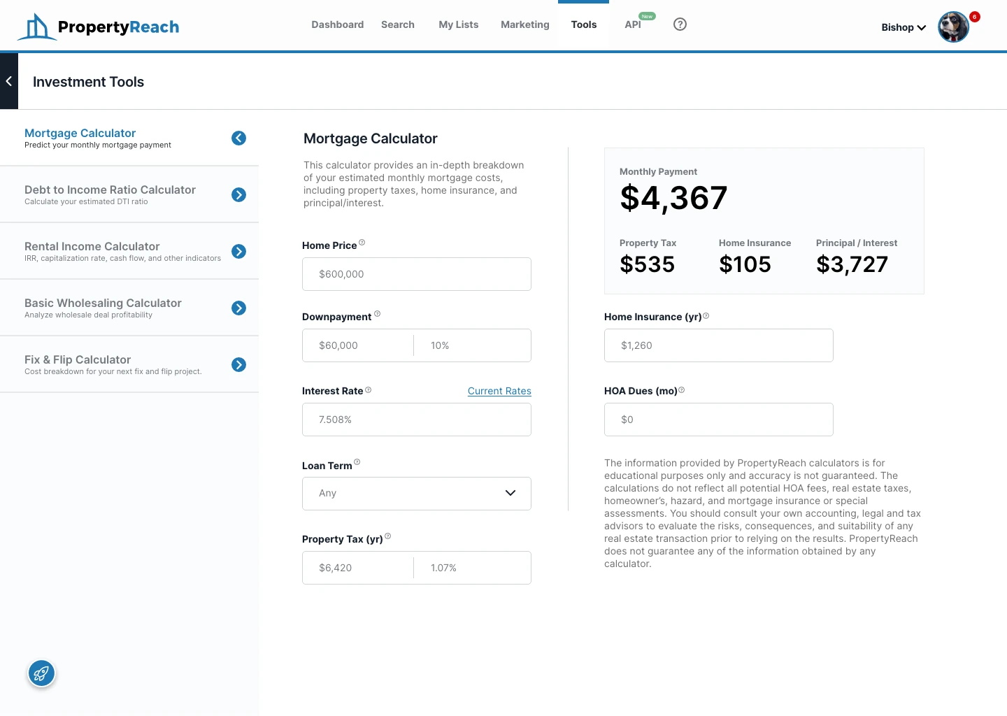 Tools - Mortgage Calculator