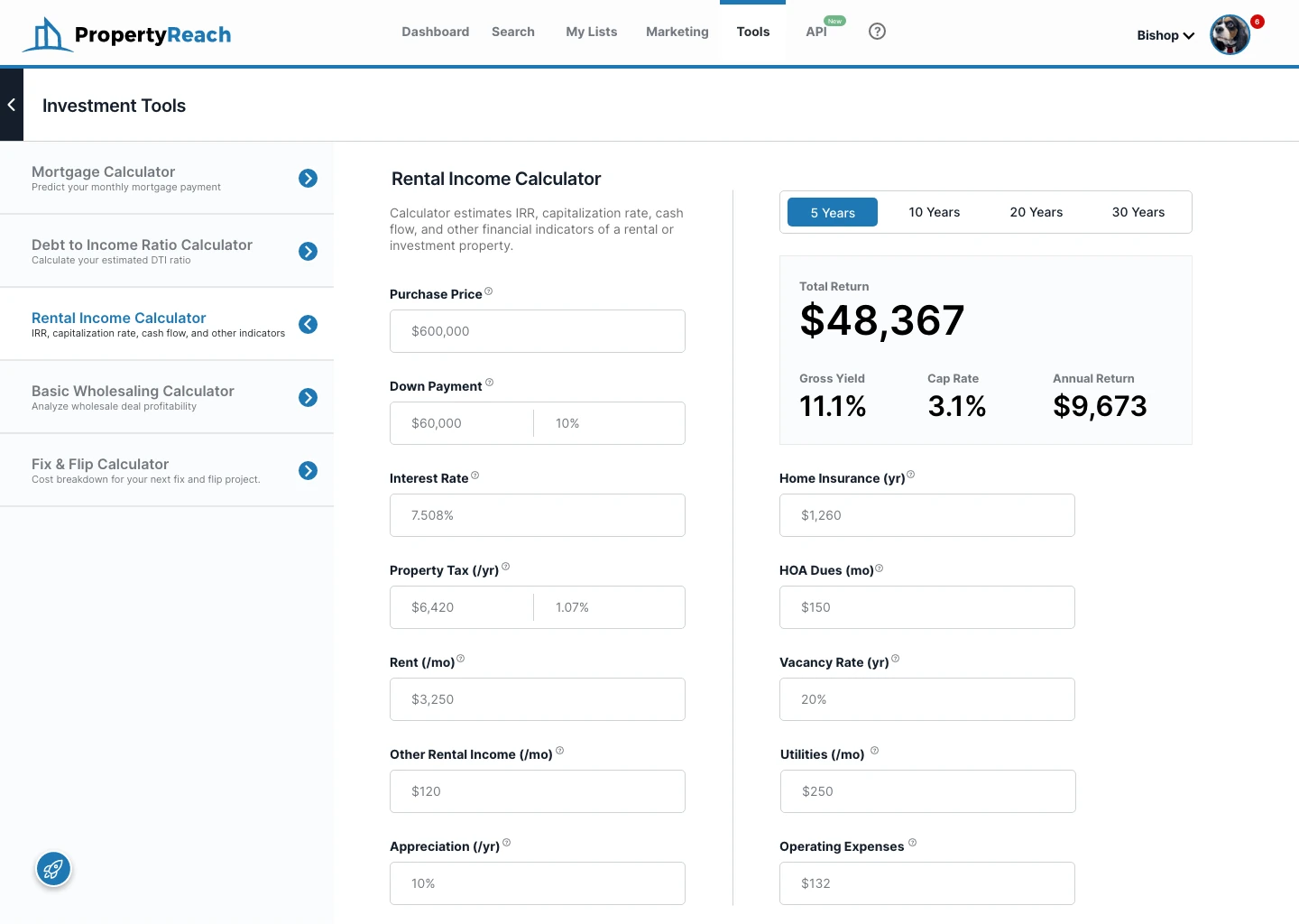 Tools - Rental Calculator