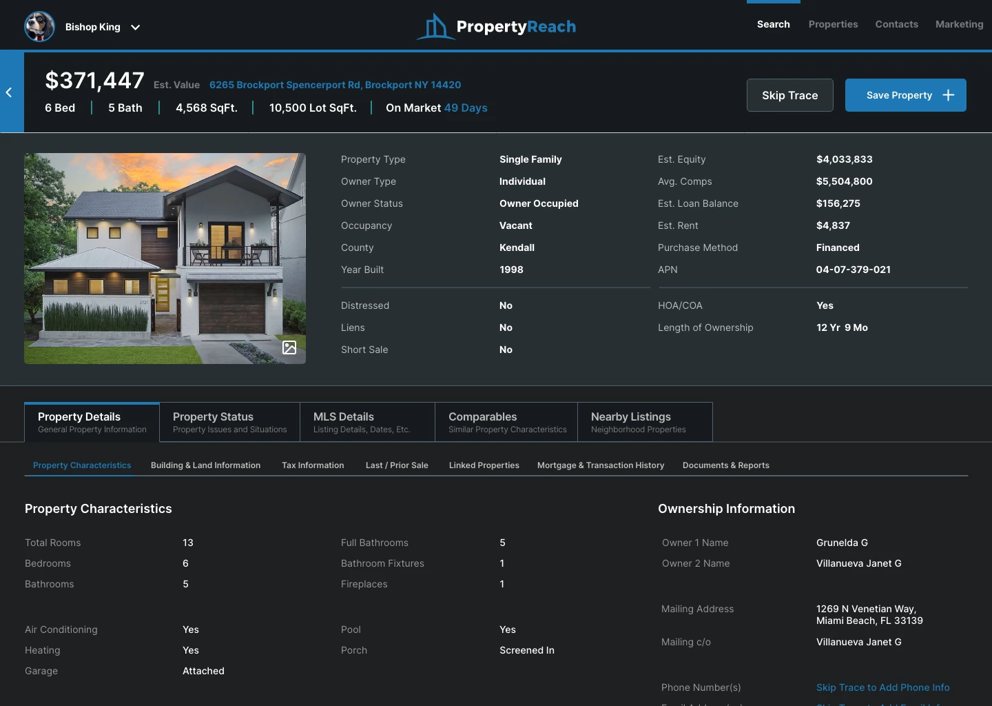 Property Details Page - Main – Dark