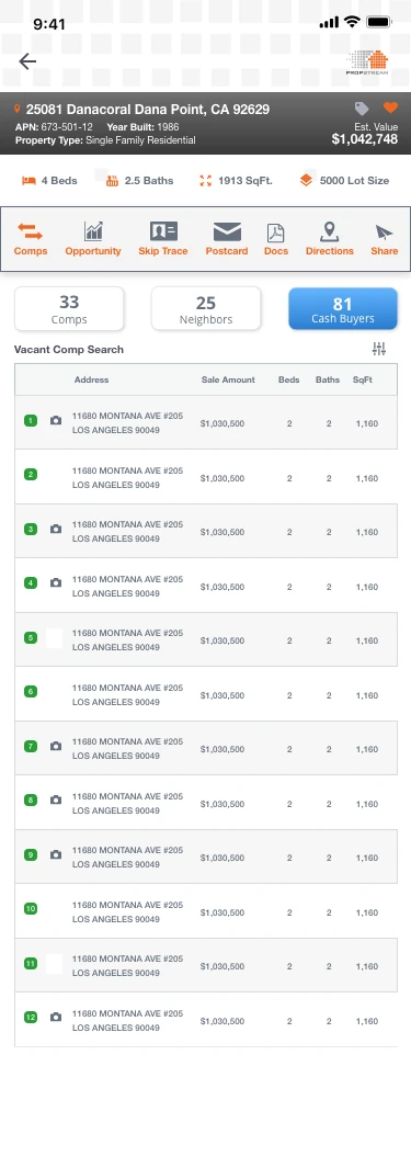 Comps - Cash Buyers