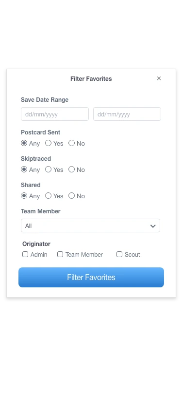Favorites - Filtered for Admin