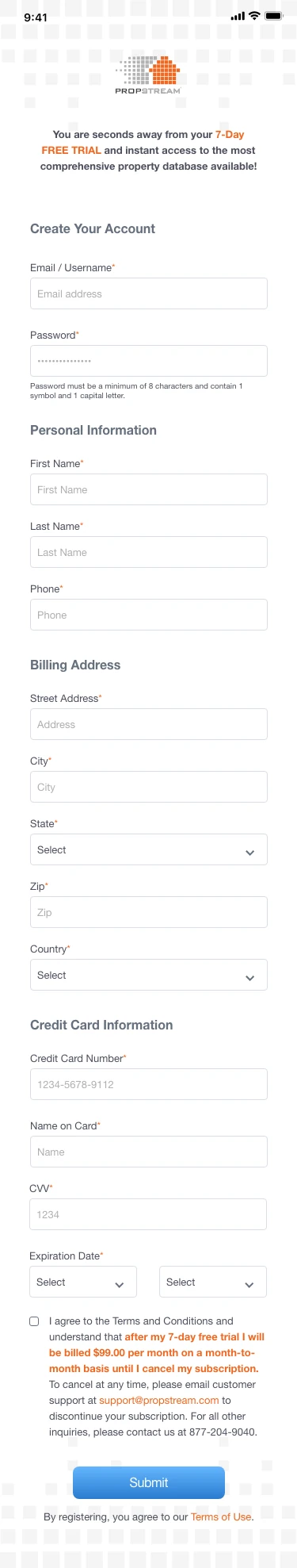 Full Sign-up Form