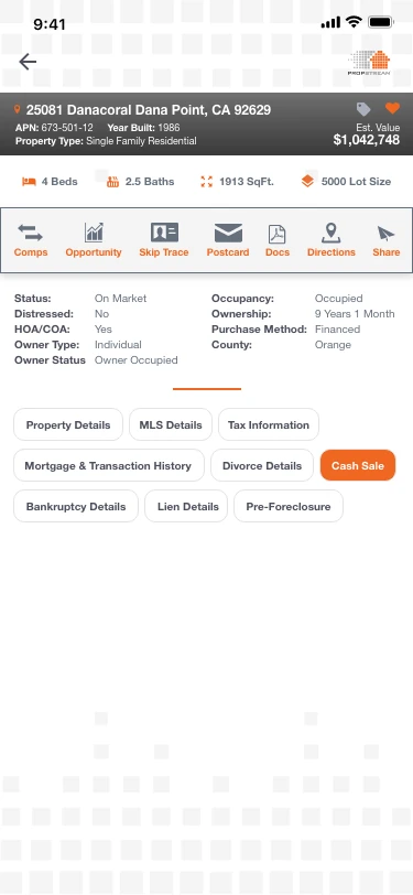 Property Details – Cash Sales