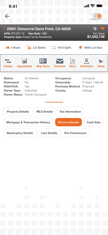 Property Details – Divorce Details