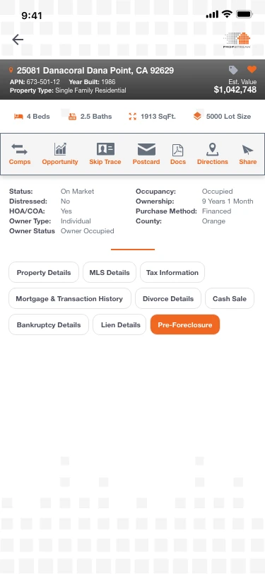 Property Details – Pre-foreclosure