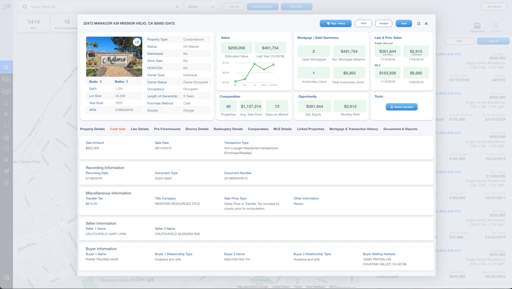 Cash sale record — deed, title, seller and buyer