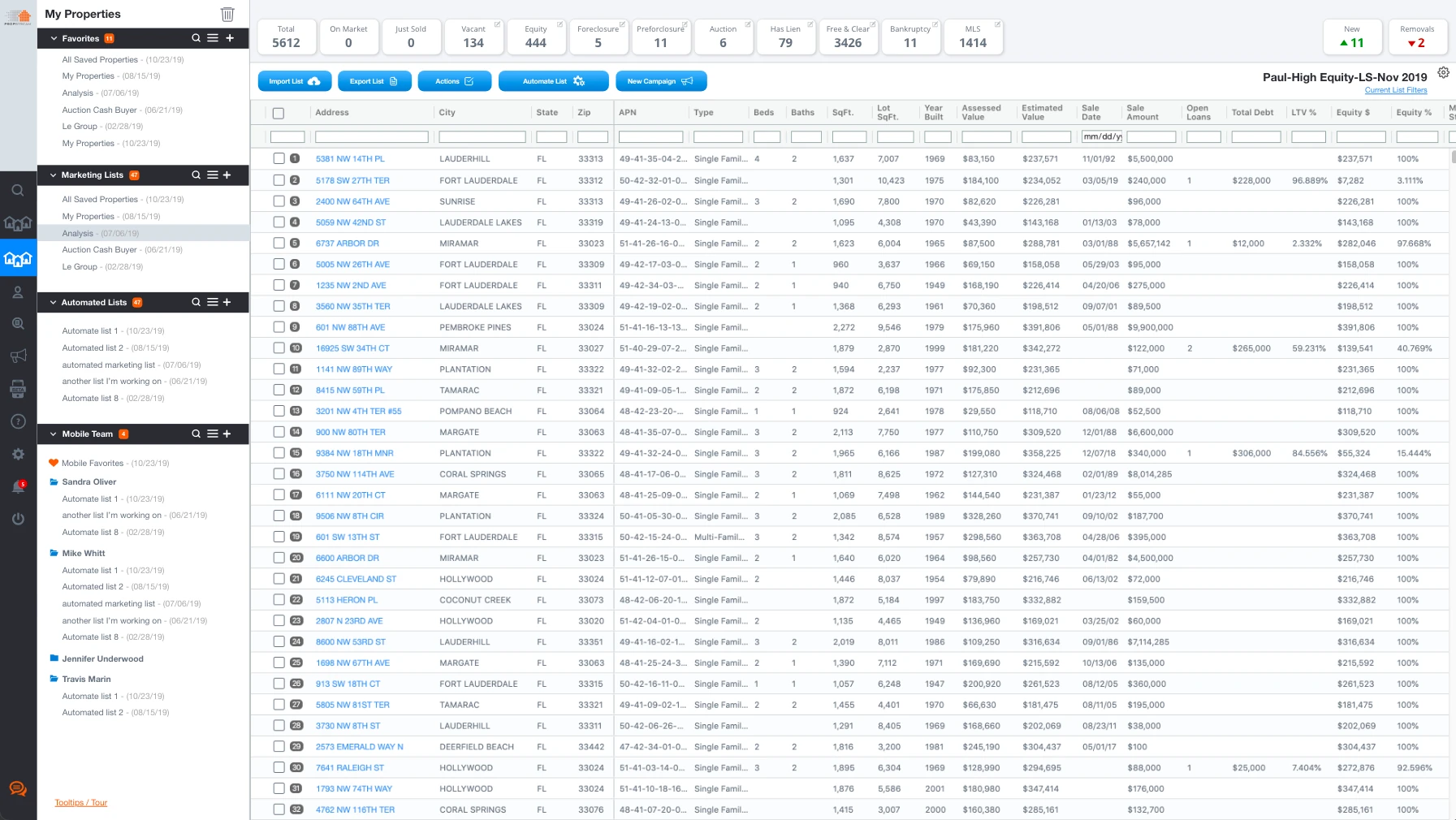 List Automator — the working grid and list rail