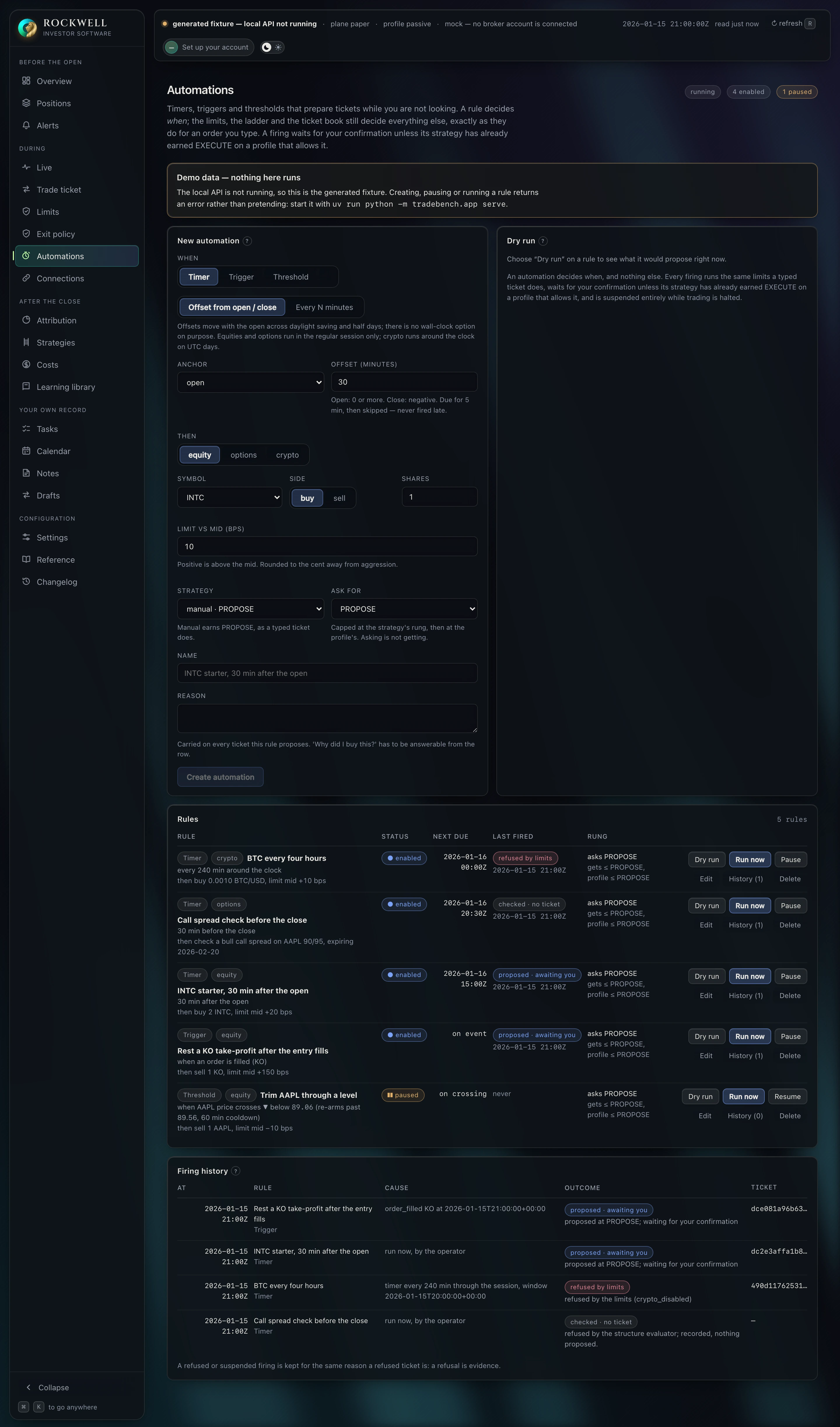 Automations: timers, triggers and thresholds that prepare tickets and still wait for confirmation